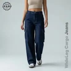 Calça Jeans Feminino Wide Leg Cargo Pantalona Boca Larga Jeans Original Premium 34 ao 44