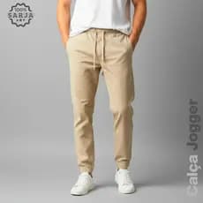 Calça Masculina Jogger Sarja Streetwear Punho Cordão 34 A 44