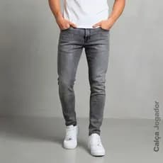Calça Jeans Masculina Skinny Cinza Com Elastano Lycra Super Confortável Premium Conforto Slim Fit Ajustada