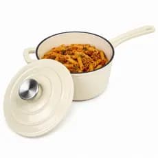 Panela Ferro Fundido 19cm Creme Com Tampa Para Todos Fogões
