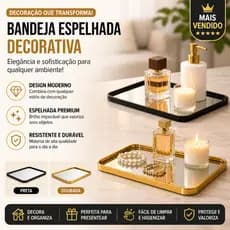 Bandeja Espelhada Elegante para Maquiagem perfume e decoração Organizador Moderno