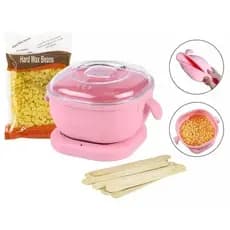 Kit Aquecedor De Cera Dobrável De Silicone Rosa completo  - Compacto, Leve e Fácil de Limpar