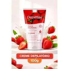 Creme Depilatório Corporal Depilflax Morango 100g Remoção Rápida e Indolor