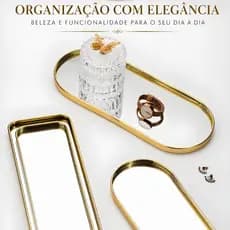 Bandeja Espelhada Luxo Pequena Decorativa Dourado Para Banheiro Cozinha Café Decoração Organização