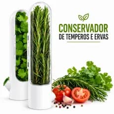 Pote Conservador de Ervas e Temperos Frescos Plástico herbanário Preserva Sabor Qualidade