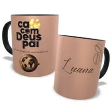 Caneca Lançamento Café com Deus Pai 2025 COM SEU NOME Personalizada Junior Rostirola - 325ml