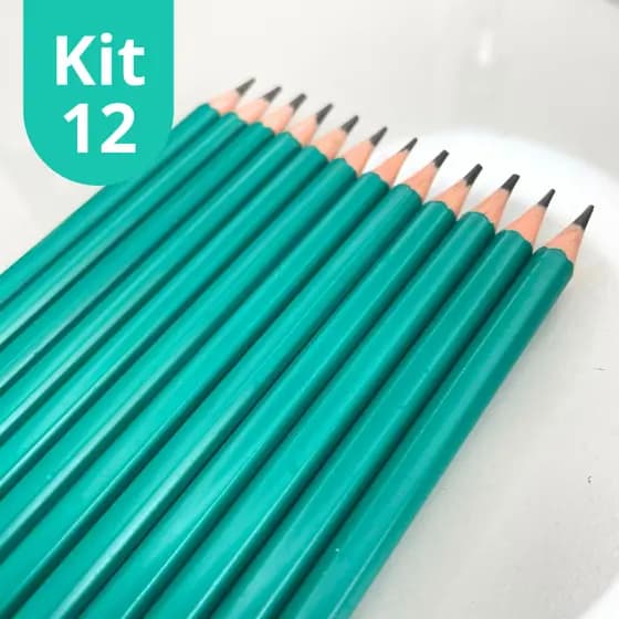 Kit 12 lápis de escrever preto escolar - Masterprint