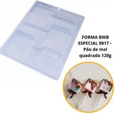 1~4 forma bwb com silicone (3 partes) cod 9817 - Pirulito Pão de Mel Quadrado 120g pirulito recheado (CHOCO)