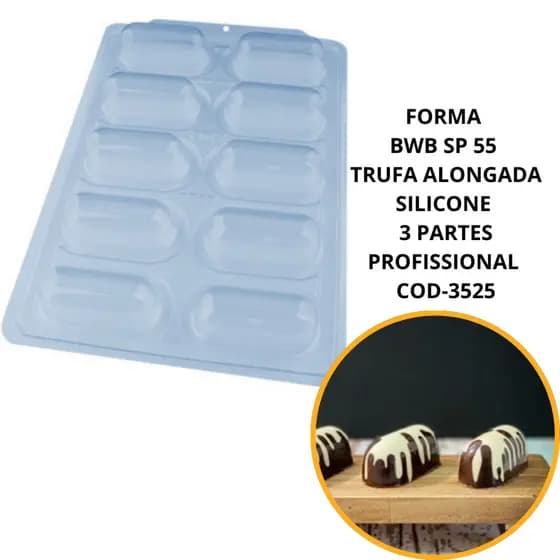 1~4 FORMA BWB SP 55 TRUFA ALONGADA SILICONE 3 PARTES PROFISSIONAL COD-3525  (SP ESPECIAL) (CHOCO)