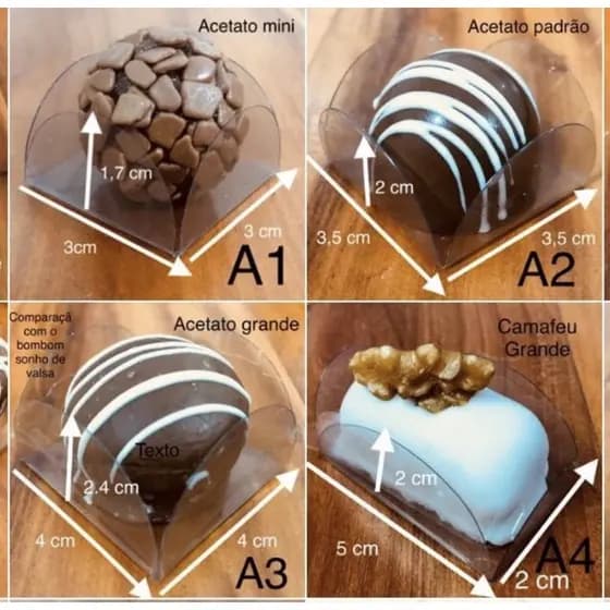 100~300 FORMINHAS PARA DOCES ACETATO TRANSPARENTE - 6 TAMANHOS À ESCOLHA