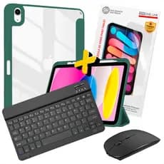 Kit 4 em 1 para iPad A16 11ª Geração 2025 Capa Protetora Teclado Wireless Mouse Óptico Preto e Película de Vidro