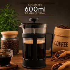 Cafeteira Prensa Francesa 600 ml de plastico e Vidro Cremeira para Café Leite Filtro removível