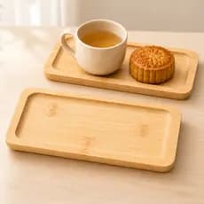 Mini Bandeja Petisqueira Retangular de Bambu Multiuso 20x10cm