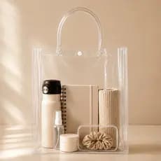 Kit Com 5/10/15/20 Sacola Transparente PVC com Alça e Botão Tamanho Variação - Ideal para Festas, Brindes e Casamentos.