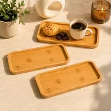 Bandeja Decorativa 100% Bambu 28x11cm Bandeja Retangular Petisqueira