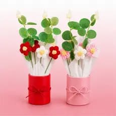 Decoração De Mesa Com Flores Artificiais Feitas À Mão Vaso Planta Artificial Crochê Dia Das Mães