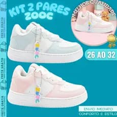 Kit 2 Pares Tênis Infantil Unissex Cano Curto Conforto Escolar Envio Imediato