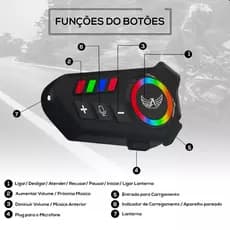 Fone De Ouvido Bluetooth Para Moto Capacete Led Resistente Agua Com Microfone Chamada Y70