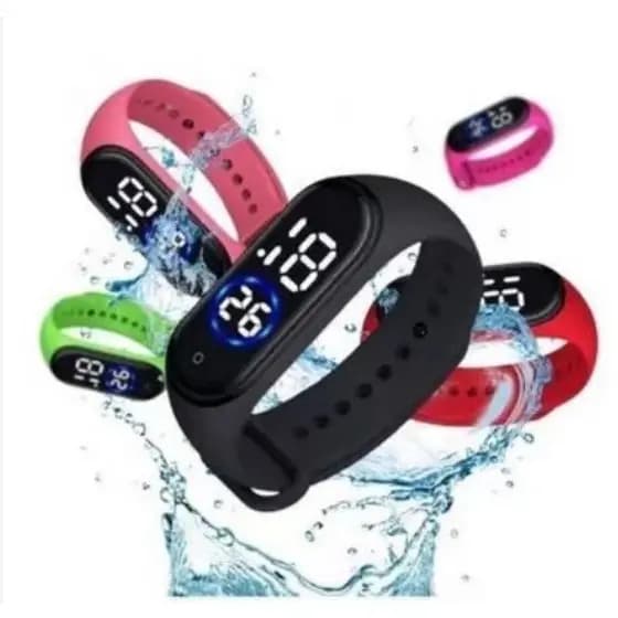 RELOGIO DIGITAL LED APROVA D AGUA, M4 PULSEIRA DE BORACHA, INFANTIL E ADULTO