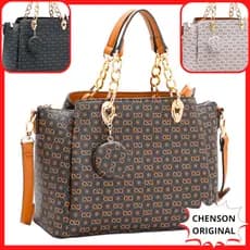 Bolsa Grande de Ombro Lado Transversal Alça Corrente Dourada Chenson Original Luxo Charlotte 3485404