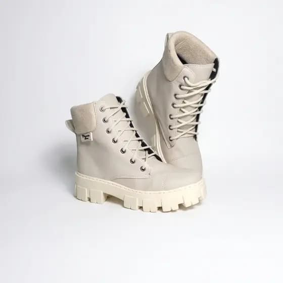 Bota Moda Femininas Coturno Feminino Luxo Cano Medio Salto Baixo Tratorado