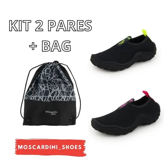 Kit de 2 Sapatilhas Aquáticas Nautica Hibrida Tenis Esportes em Geral Cachoeira Trilha Pesca Caminhada Atividades ao Ar Livre Super Promoção + Mochila Bag Acampamento