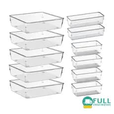 Kit 11 Organizador Multiuso Modular Gavetas Acrílico Quadrado GRANDE