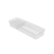 Organizador de Gaveta Porta Facas 5 Divisorias Transparente ou Cinza Acrilico Resistente