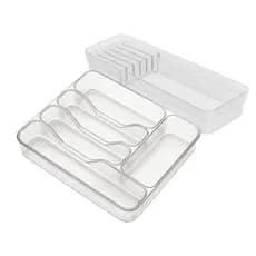 Kit Organizador de Talher 5 Divisorias e Porta Faca Para Gaveta 5 Divisórias Acrilico Resistente