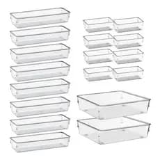 Kit 18 Organizadores Multiuso Modular Gavetas Geladeira Acrílico Retangular