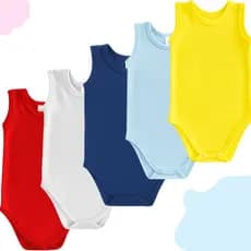 Body Regata kit 5 pçs Bebê Menino Menina Liso Estampado Verão