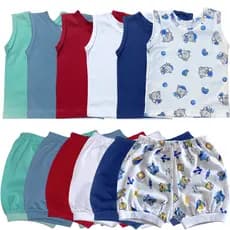 Kit 12 Peças Infantil bebe 6 Regata Camiseta 6 Short Tapa Fralda Liso Estampado Pijama Enxoval Bebê Menino Menina verão