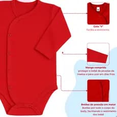 Kit 5  Body Kimono Manga Longa Bebê Infantil Menino Menina inverno 0 á 12 Meses Enxoval