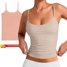 Regata feminina Básica Cor Bege Segunda Pele Blusinha Alcinha Tecido respirável