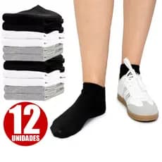 Kit 12 Pares de Meias Soquete Tecido Respirável Algodão unissex Cano curto original Confortável