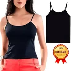 Regata Segunda Pele Blusinha Básica Feminina Cor Preta Fresquinha Tecido Leve + Confortável
