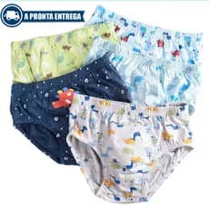 kit Conjunto cueca infantil criança menino algodão com estampa e lisa elástico embutido na cintura
