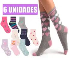 Meias Femininas Conjunto 6 Unidades Cano Longo Meias macias e confortáveis anatômica Confortáveis