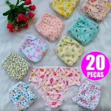 Kit 20 calcinhas infantil Feminina + Conforto Modelagem Criança 100% algodão com estampa Variadas
