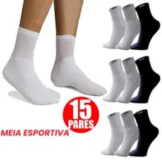 Kit 15 pares de meias cano longo Alto masculino Adulto sport PREMIUM Costuras firmes respirável e macio