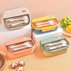 Marmita Com Divisória E Talher Fit Dupla Lancheira Fitness Lunch Box Trava Plástico