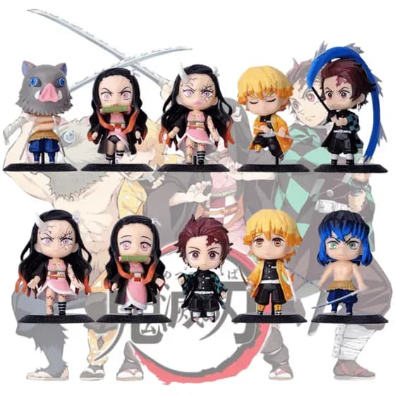 Boneco Kimetsu no Yaiba Demon Slayer Anime Action Figure Decoração Miniatura Tanjirou/Nezuko/Zenitsu/Inosuke/Rengoku