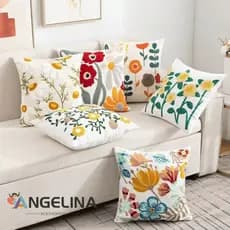 Kit 1 ou 2 Capa de Almofada Floral Bordada Algodão e Poliéster 45x45cm, Estilo Decorativo para Sofá e Cama