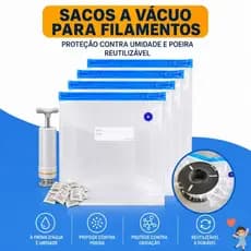 🔥Kit Saco a Vácuo para Filamento 3D | 5 ou 10 Sacos 30x34cm + Sílica Gel | Opção com ou sem Bomba Manual