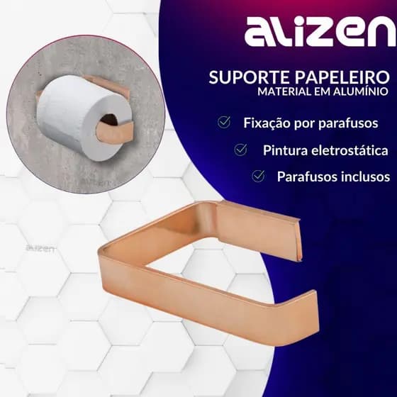 Papeleira Porta Papel Higiênico Quadrado Rose  Banheiro / Lavabo Dupla Fixação