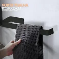 Porta Toalha de Rosto Quadrada Preto para Banheiro/Lavabo Parafuso Escondido