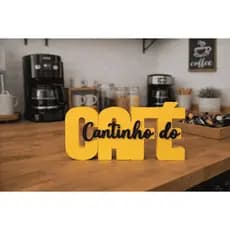 Letreiro 3D Cantinho do Café PLA – Decoração Cantinho Café Cozinha Espaço Café