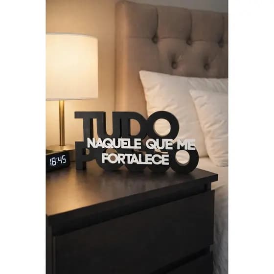 Letreiro 3D Tudo Posso Naquele Que Me Fortalece Decorativo Bíblico Religioso em PLA