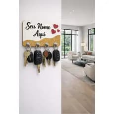 Porta Chave Em MDF Personalizado Com Nome Decorativo Sala Quarto