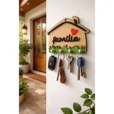 Porta Chaves de Parede em MDF Decorativo para Casa Minimalista